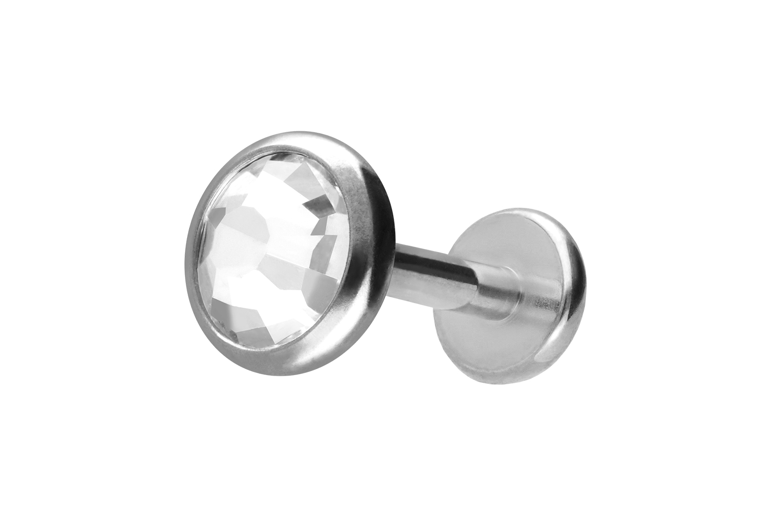 Titan Labret Piercing mit Innengewinde KRISTALLDISC